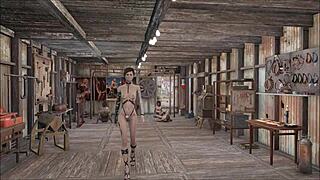 in fallout 4, cute brunette slut gives footjob in special fashion series hentai