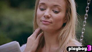 Petite 18+ blonde milf Zhenya Belaya poses outdoors, exposing stunning body