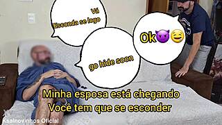 Is The Wife Blindfolded While Her Husband's Friend Hides?