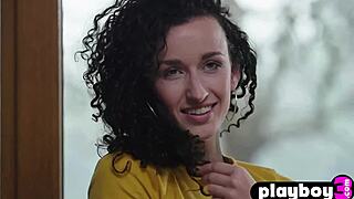 Hey, wanna see petite curly Lucy M pose naked in the kitchen with small tits?