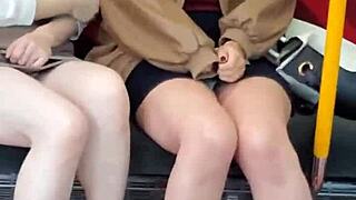 Hey, see these Japanese cuties flashing upskirts on the train!