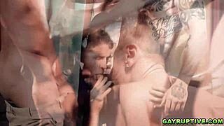 Dillon Diaz explodes cum in intense gay orgy