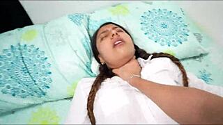 shh, don't scream now - stepbrother drills his stepsister alone at home