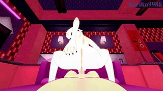 Arlecchino and Aether’s passionate encounter in a hentai game based on Genshin Impact