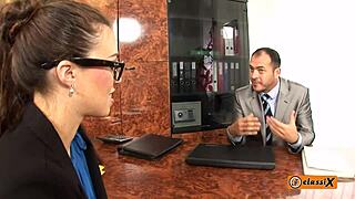 there was this french secretary with glasses who got into deepthroat and muff diving with a bodybuilder in europe