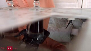 Lina Shisuta - blonde teen gets anal fuck in kitchen