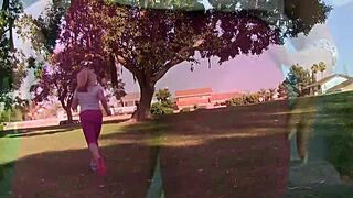 wet teen gives quick blowjob