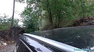 Public Agent Slams Jessica Beil with Backseat Creampie