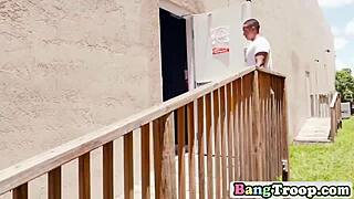 Military group in uniform enjoys a relaxing handjob session