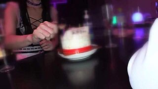 Young babe sucks cock in cafe and gets facial cumshot