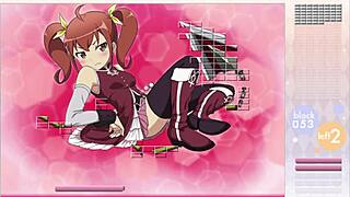 Hey, watch kurusu kanako strip in arkanoid gameplay with ripped clothes