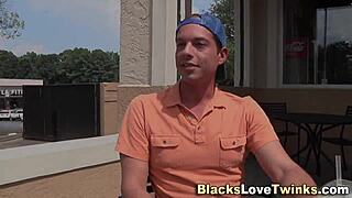 Black Gay Guy Jerks Off in Hot Interracial Threesome with Ebony Amateurs