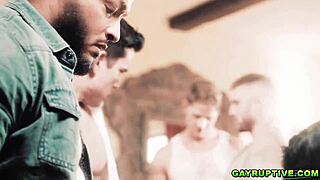 Dillon Diaz explodes cum in intense gay orgy