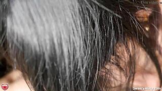 Hot Brunette Delivers Closeup Blowjob with Explosive Cumshot in Homemade Scene