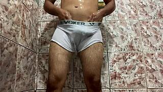 took off my white underwear in the shower