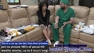 Doctor Tampa performs Nicole Luva’s first gyno exam with Nurse Aria Nicole’s gloved assistance at Doctor-Tampa.com.