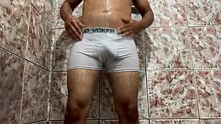 took off my white underwear in the shower