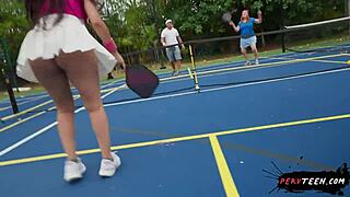 Sneaky sex during a tennis game with a teen 18+ cutie!
