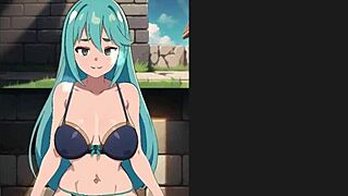Konosuba Aqua Standing Sex Creampie In POV Hentai Game