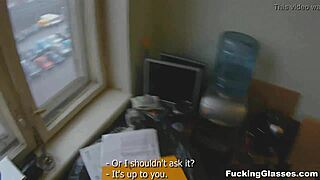 Quick teen quickie with glasses and a hot blowjob deal 😈