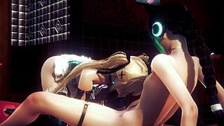 Yaoi femboy gets blowjob and bareback in chair