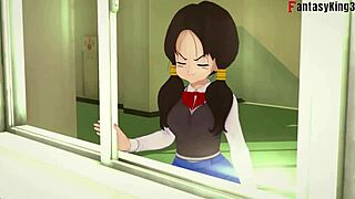 Dragon Ball Z fantasy unfolds with Videl watching Gohan and A18.