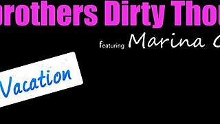 Stepsis Marina Gold Teases Stepbro with Shaved Pussy for Rough Handjob