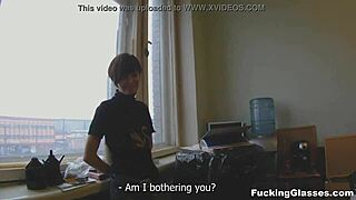 Quick teen quickie with glasses and a hot blowjob deal 😈