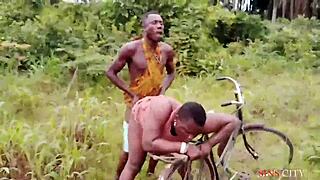 Hot ebony bbw gets fucked on bicycle outdoors
