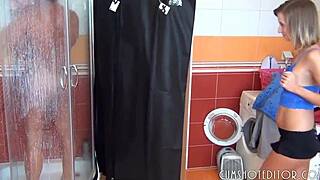 hot austrian couple banging hard in bathroom with wild anal fun