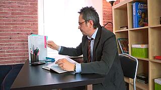 teen gets bent over by teacher for rough ball licking