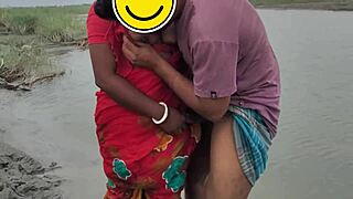 Bowdi gets pounded doggystyle beside a river with tight natural tits