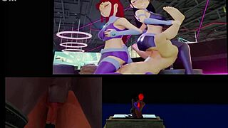 Double penetration and creampie in a group sex scene with 3D video