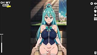 Konosuba Aqua Standing Sex Creampie In POV Hentai Game