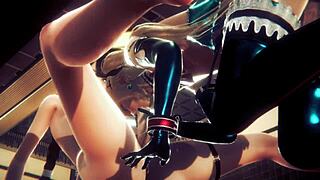 Yaoi femboy gets blowjob and bareback in chair