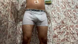 took off my white underwear in the shower