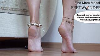 hey, check these cute feet with anklets walking sexy