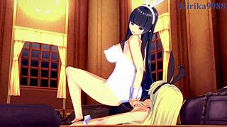 Ikaruga and Katsuragi bunny girls in intense futanari hentai sex