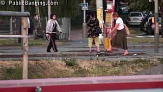 Very cool public street teen sex orgy happening now