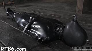 Tame the leather pet with sucking and spanking!