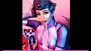 Widowmaker cosplay alicebong fucks anal with toys in overwatch scene 😈