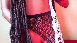 18-Year-Old Ebony Stripped and Banged Hard in Her Stockings