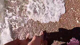 Young girl sucks and fucks a big cock outside