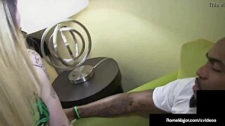 Super cock Rome Major blasts cum over tatted Chloe Cartier in wild doggystyle