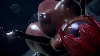 Feline the Blue overwhelms with huge futanari cock action