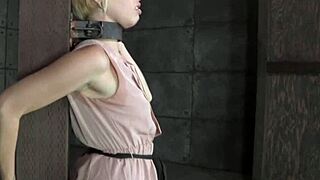 The worthless skank gets restrained in stockings and heels, then whipped by her maledom until she's scarified.