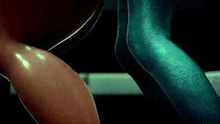 Feline the Blue overwhelms with huge futanari cock action