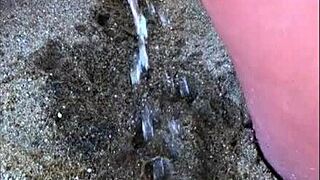 Wife Pees Long On Beach