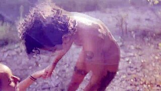 catalan girls share hot lesbian kisses outdoors