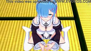 Rem guides your handjob in romantic setting